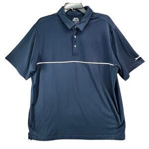 Slazenger Golf Polo Men XL Blue Hydro-Dri Performance Short Sleeve Shirt Classic